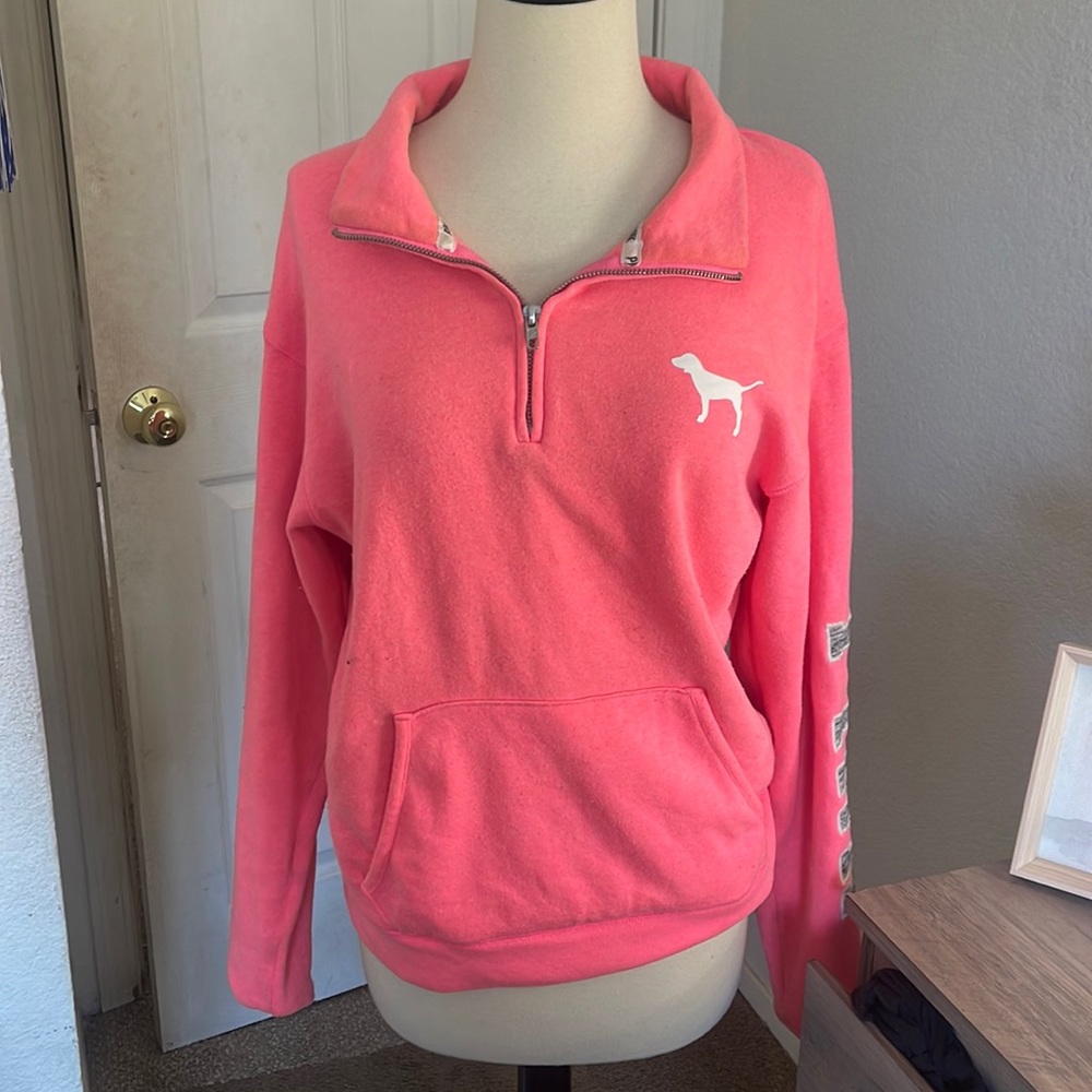 Victoria’s Secret Pink neon pink half zip